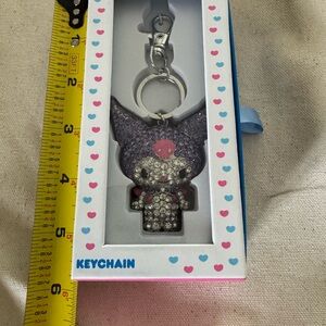 Hello Kitty Kuromi Purple and Silver Crystal -Embellished Key chain. NIB